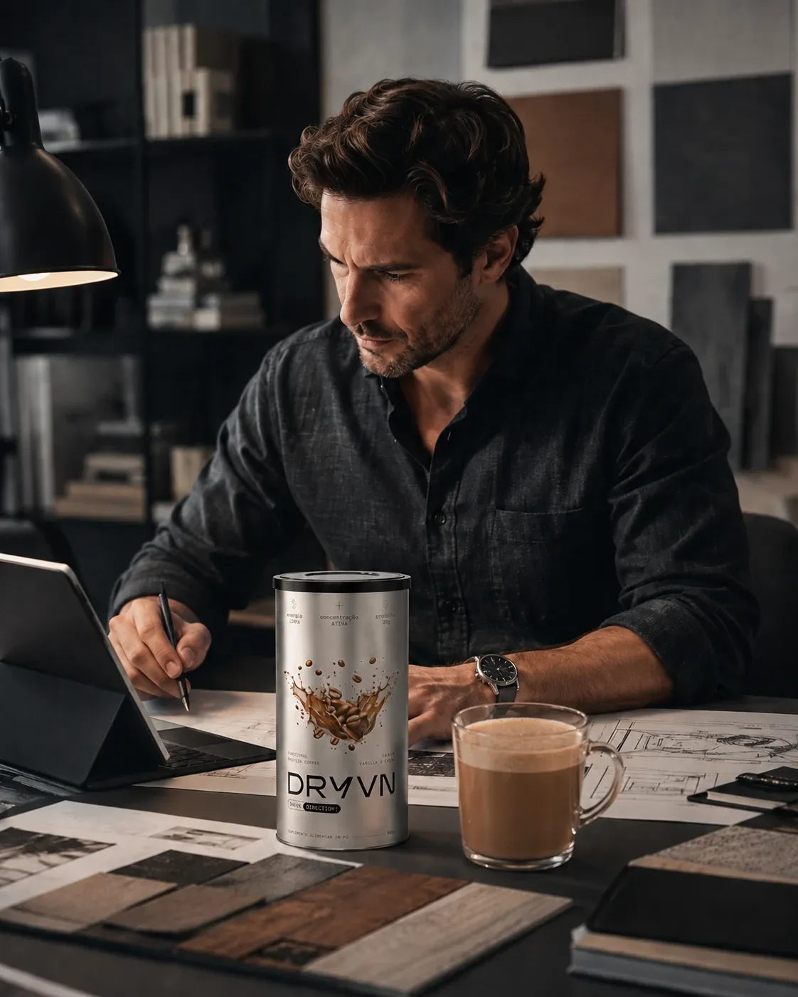 Homem concentrado no trabalho com DRYVN